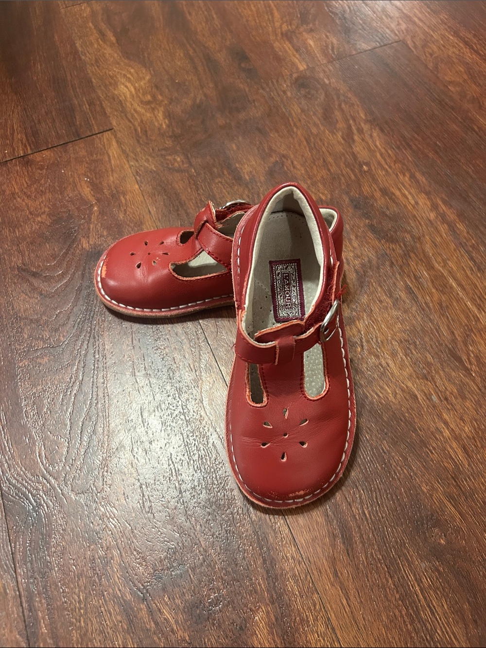 L'Amour Red T-Strap Dress Shoes for Kids